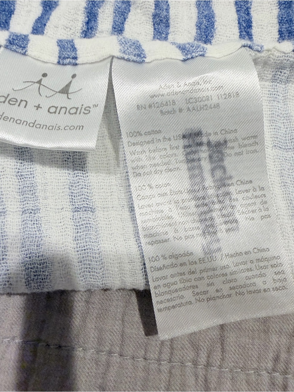 aden + anais Blue and White Striped Muslin Throw - Picture 3 of 4